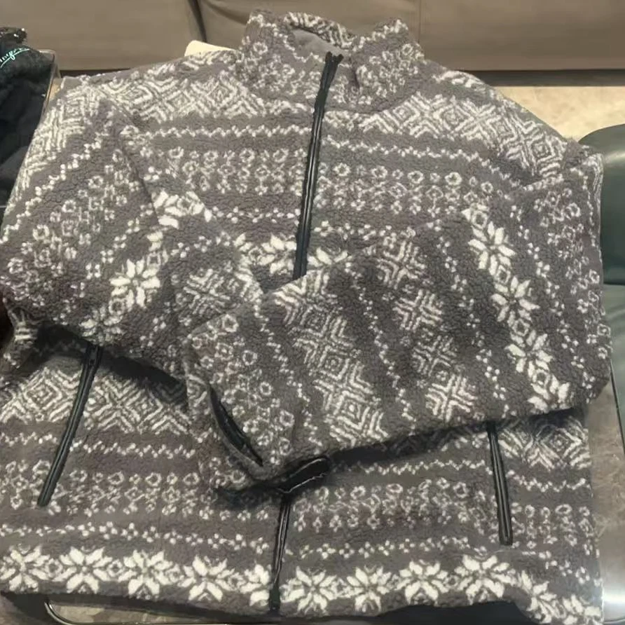 ［小小布］no退换-东大门正品u5n灰色雪花羊羔毛外套