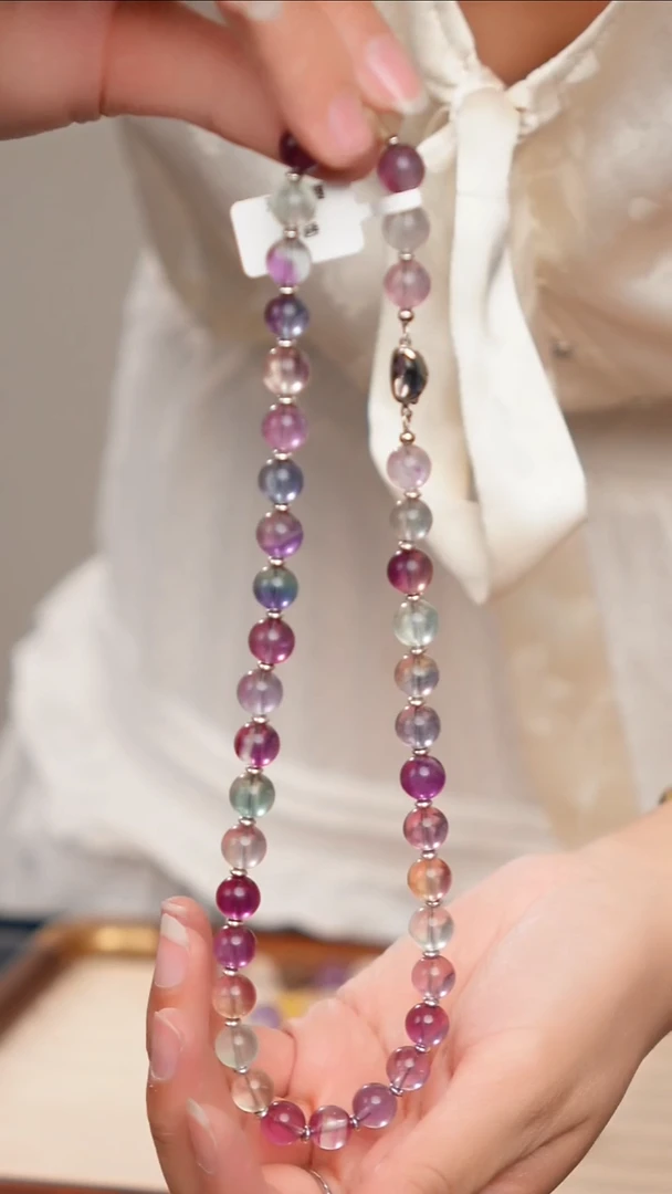 水晶摆件银S925镶嵌天然彩萤石03