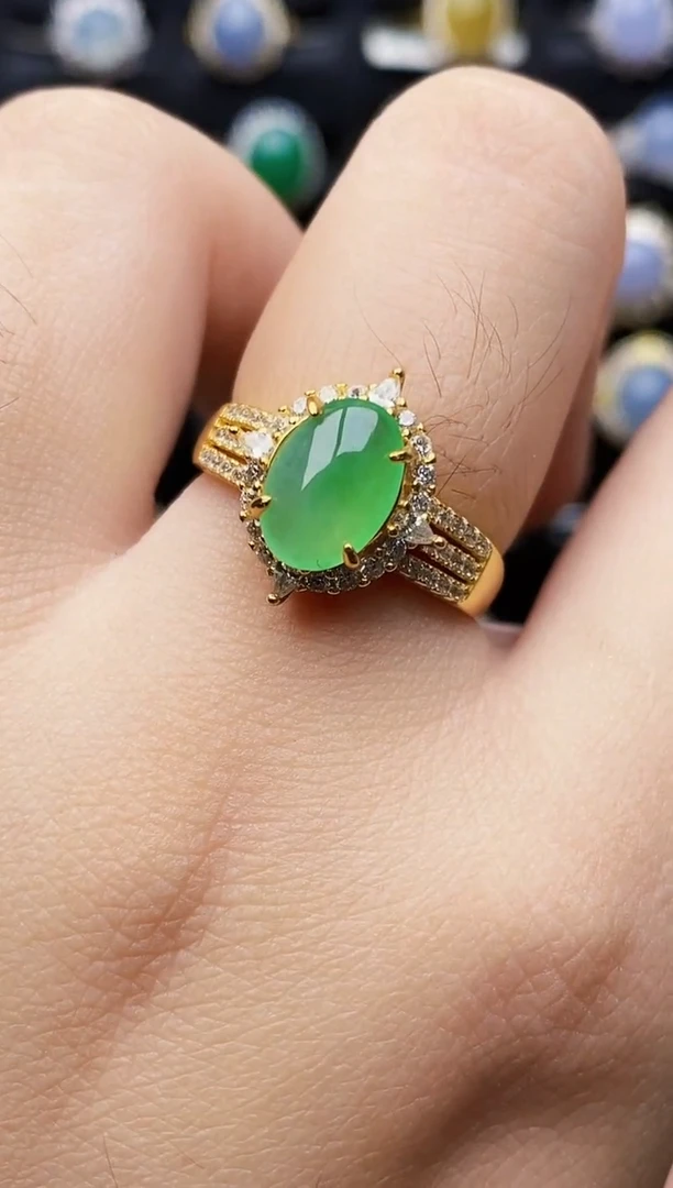 银S925镶嵌戒指翡翠5156