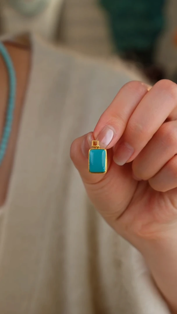 【闪购商品】绿松石吊坠(不含链)18K金镶嵌1