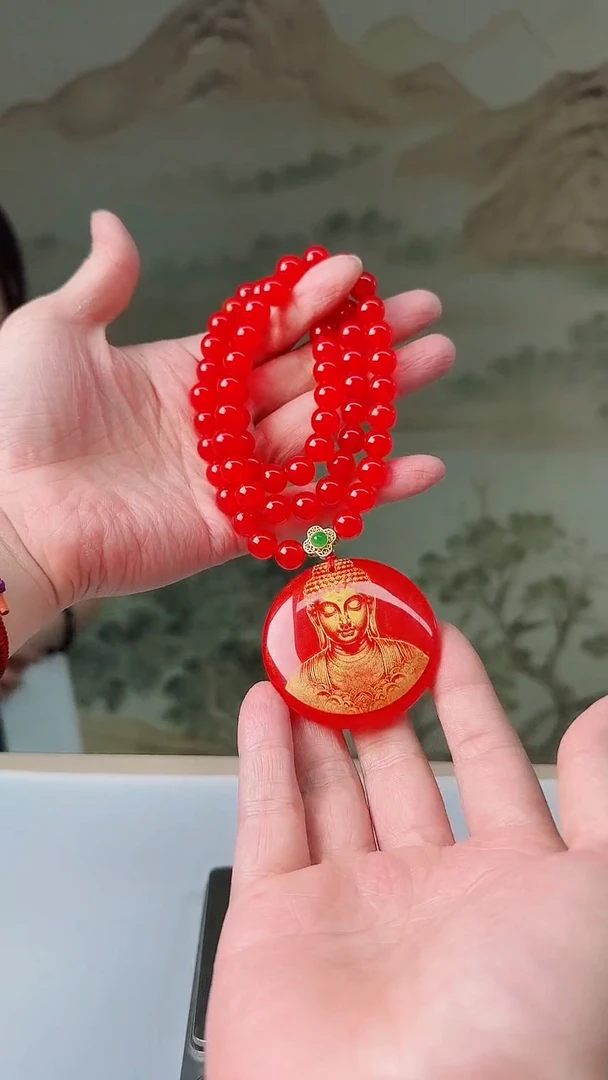 手饰玛瑙未镶嵌血胆金莲龙珠项链多样性发一