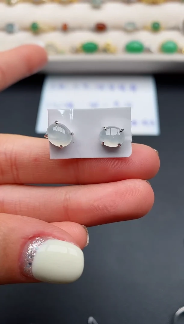 银S925镶嵌戒指翡翠5555555+3