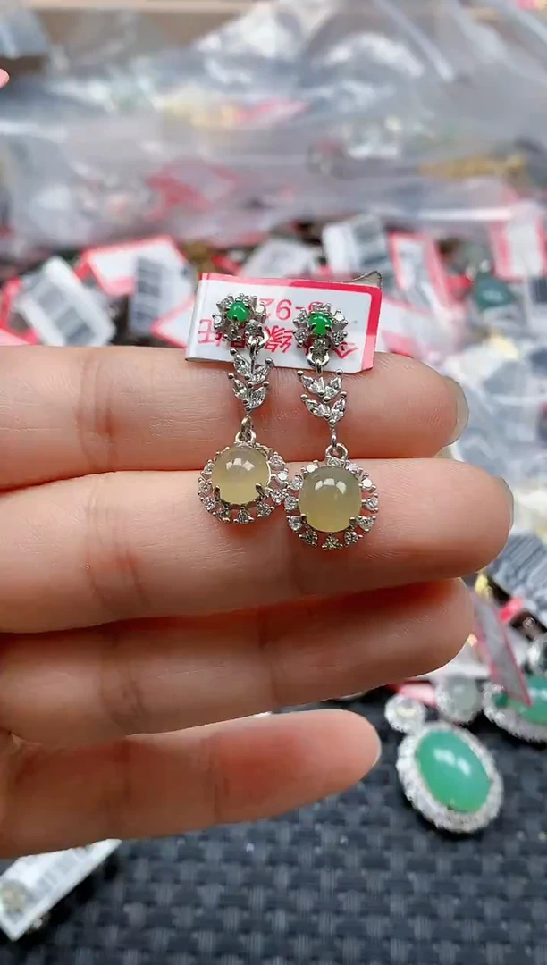 银S925镶嵌戒指翡翠天然A货缅甸翡翠