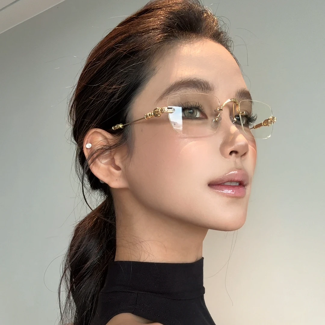 弗瑞姆眼镜重工克罗ins网红高级感防蓝光高档眼镜无边框方框161