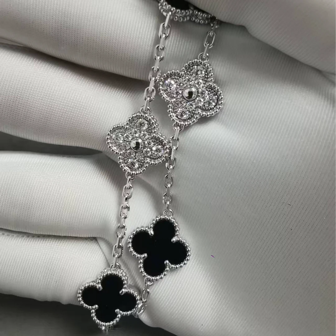 【CHERISH】18k  黑白四叶草五花手链（11.5克金左右）