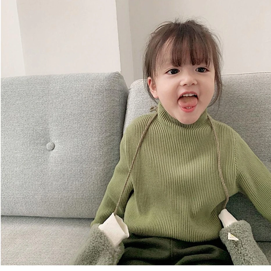 韩版女宝宝毛衣秋冬洋气百搭保暖打底半高领针织衫儿童毛线衣服潮