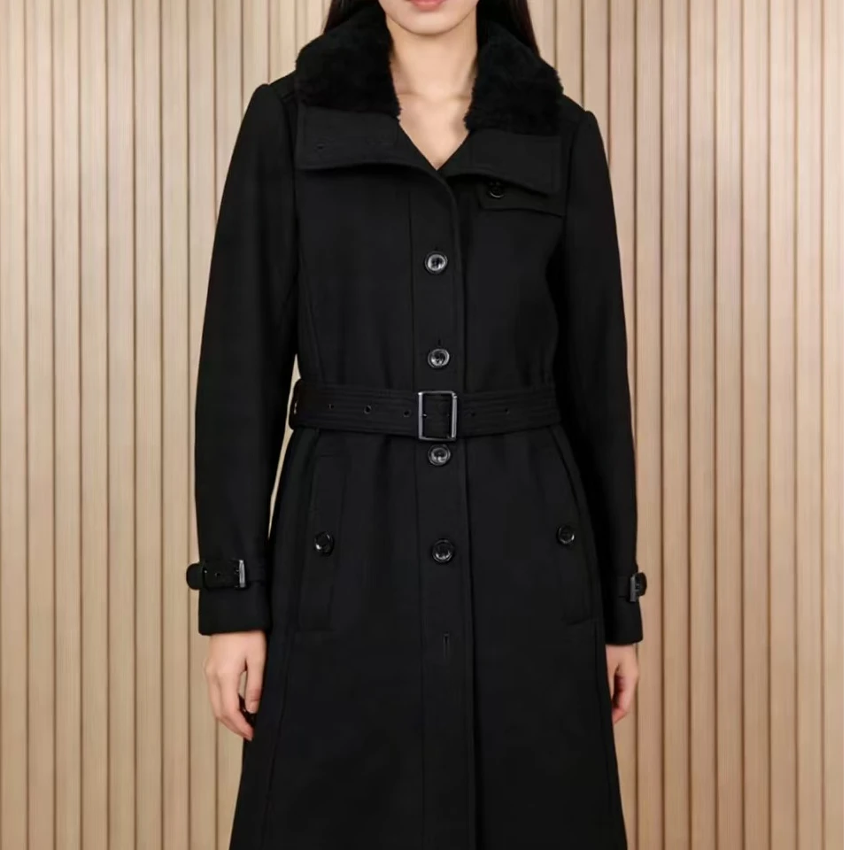 99新 BURBERRY/博柏利 黑色羊毛大衣 8 18060731