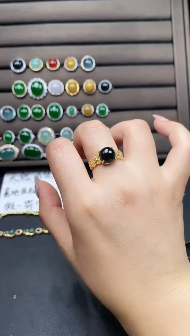 银S925镶嵌戒指翡翠111