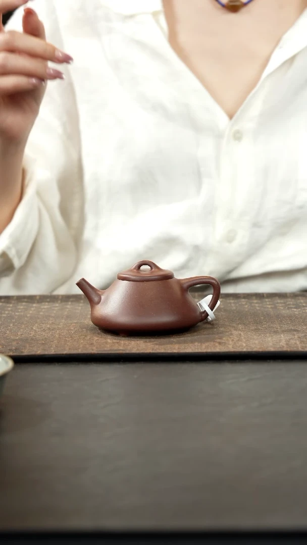 茶壶紫砂老紫泥子冶石瓢150cc