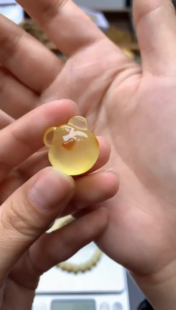【闪购商品】琥珀珠宝奇石未镶嵌052琥珀蜜蜡花粉有纹小坑介意勿拍