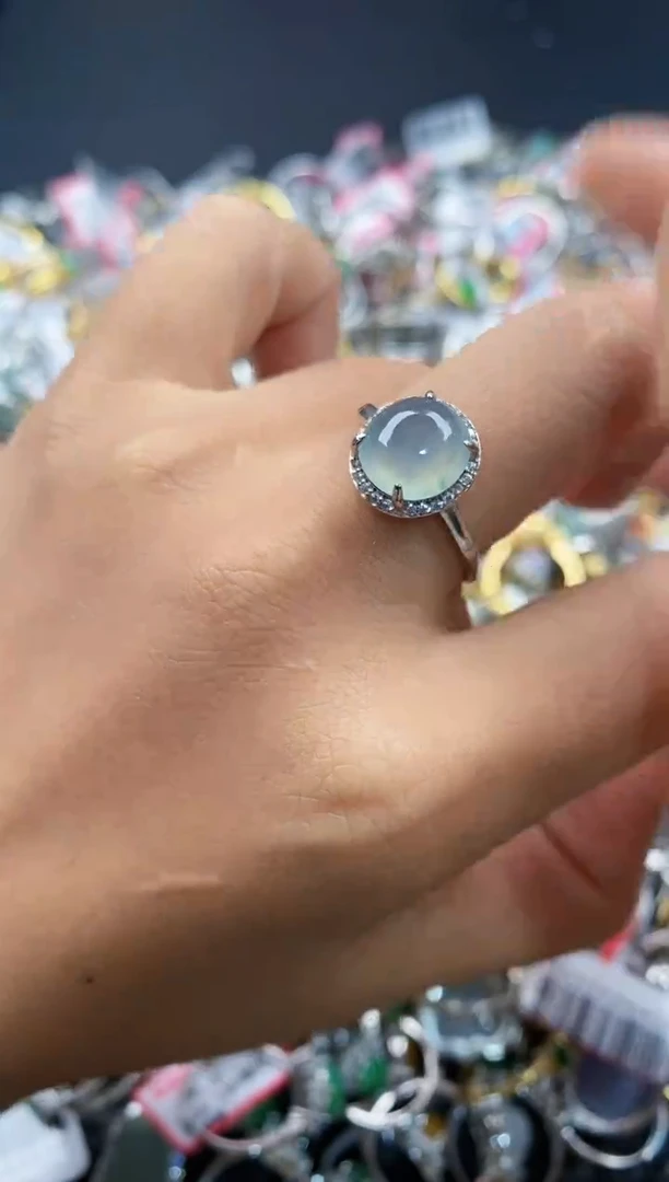 银S925镶嵌戒指翡翠111---1