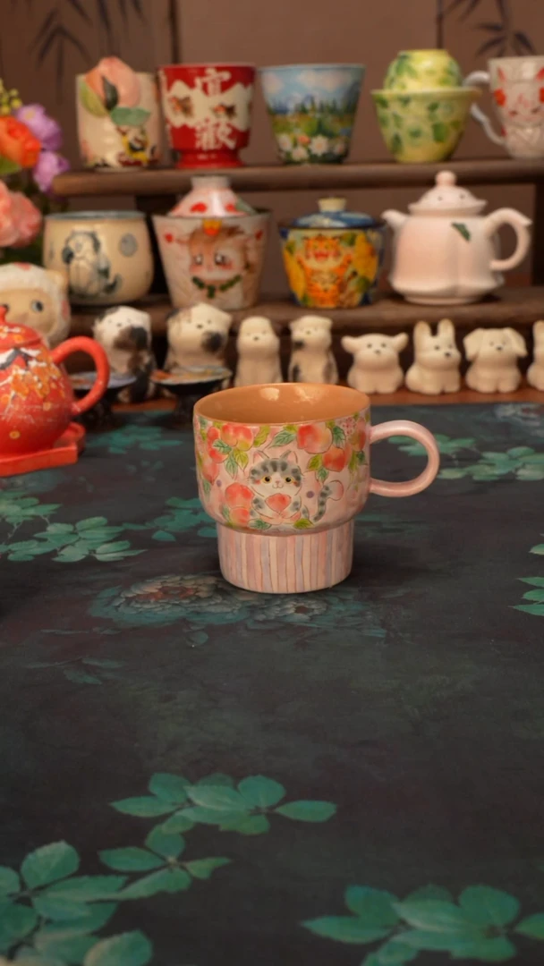 百万  水蜜桃猫猫马克杯