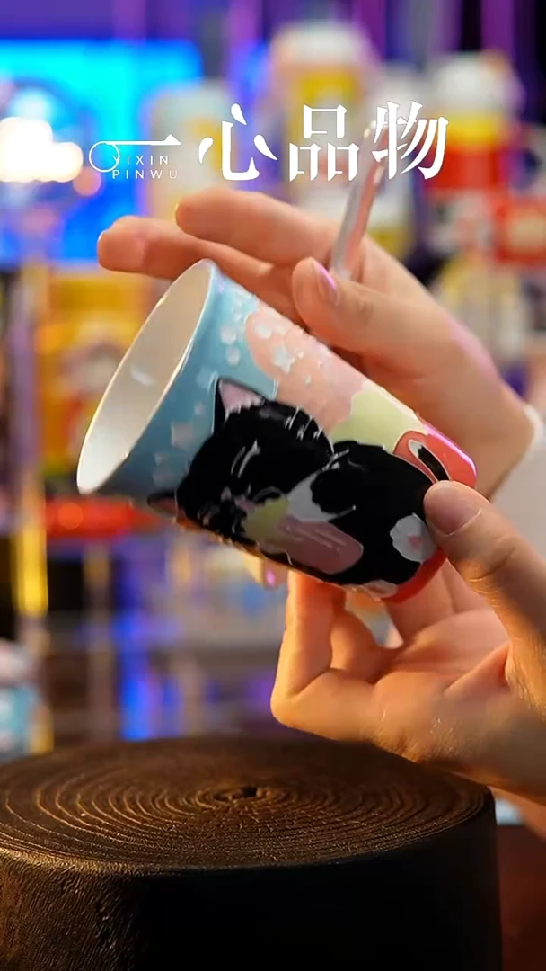 杯子瓷102-9景德镇手工手绘杯子摆件