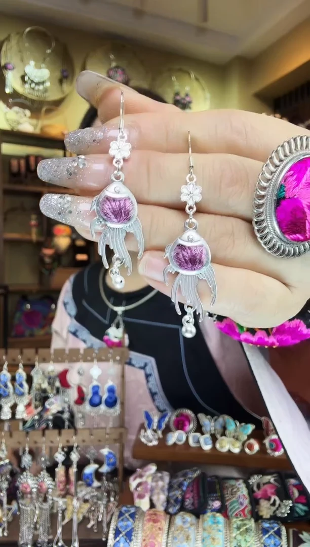 刺绣非遗刺绣民族风耳环