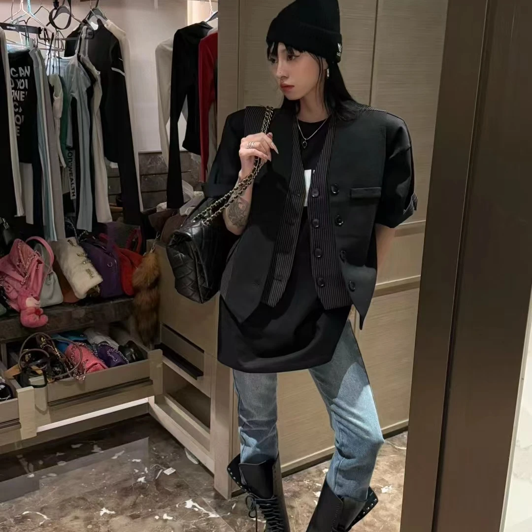 宠儿【2025春款财神韩版条纹叠层高级西装马甲】