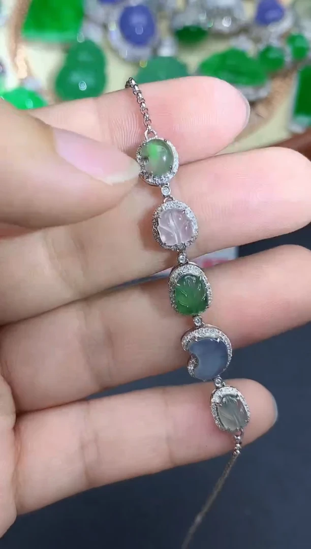 18K金镶嵌手链翡翠615-中国好珍宝