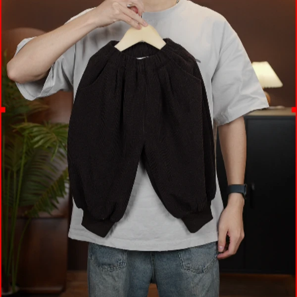 2024中性加绒加厚休闲时尚束脚裤宽松裤子25199