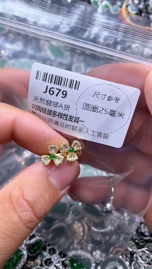 【闪购商品】翡翠颈饰未镶嵌J679耳扣