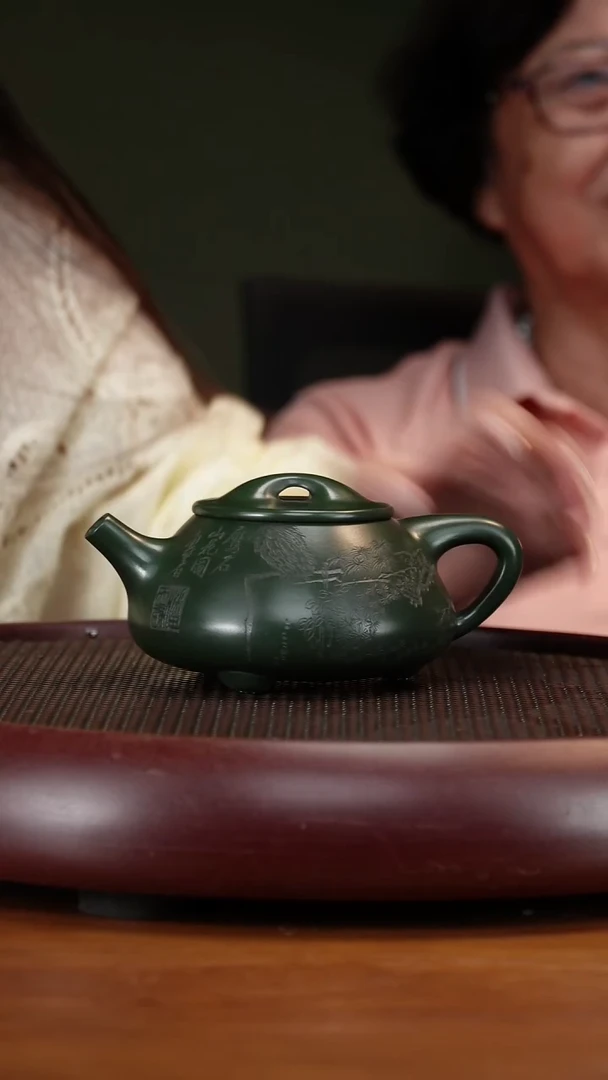 茶壶紫砂10QYJ满瓢 可心绿泥370cc·