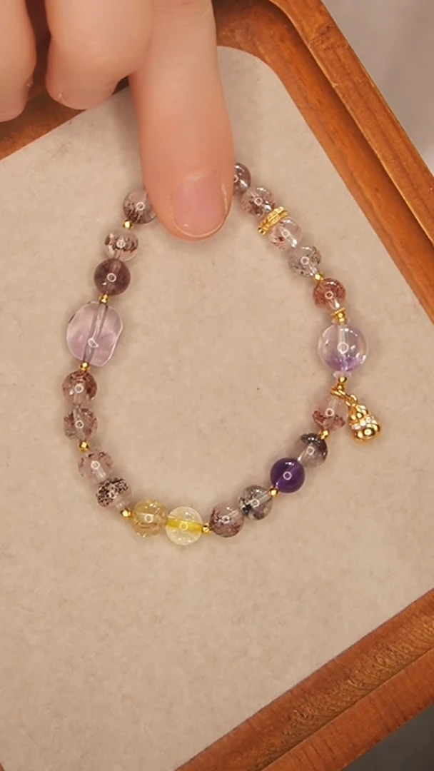 【闪购商品】紫晶手链银S800镀金镶嵌超七手链