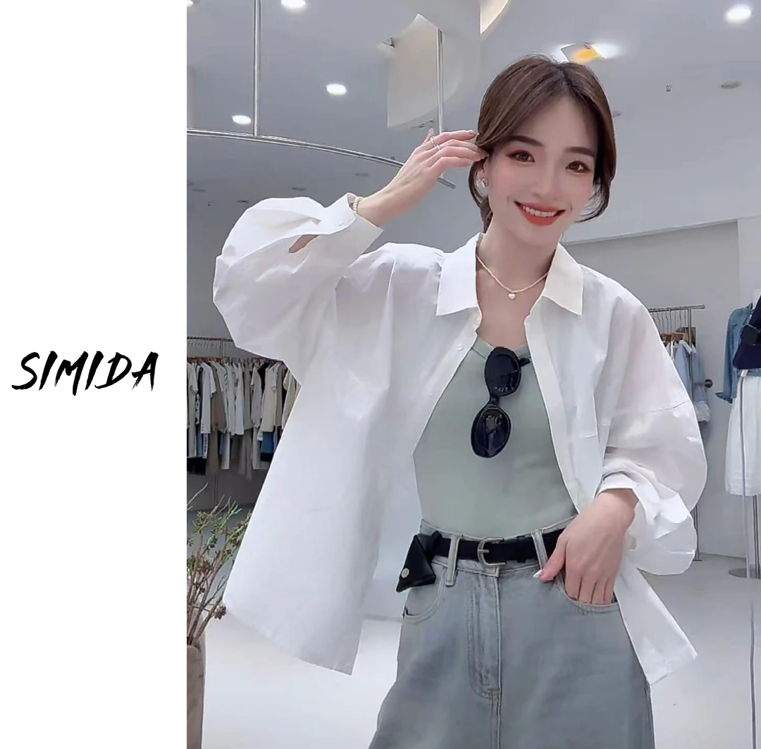 SIMIDA诗觅 韩系设计袖100棉衬衣