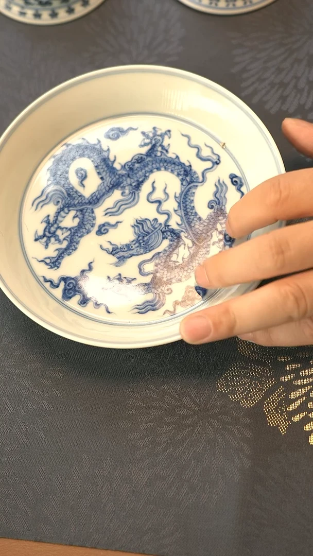 中式仿明青花云龙纹壶承