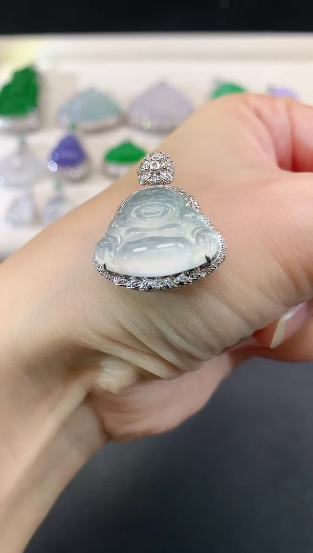 吊坠(不含链)18K金镶嵌翡翠佛公|7980