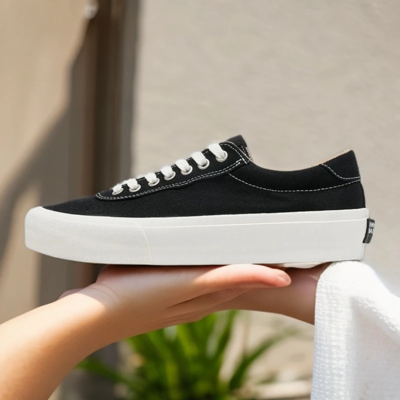 低帮厚底板鞋百搭透气耐磨帆布鞋帆布鞋情侣休闲大码鞋子透气男士