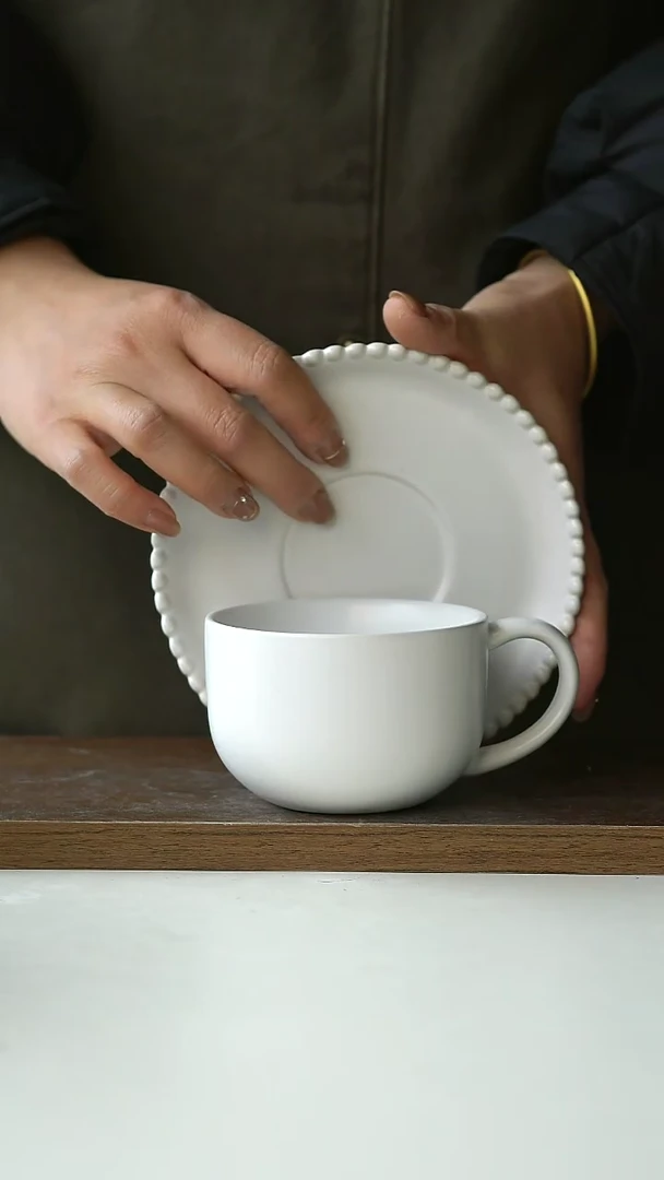 【闪购商品】陶瓷微瑕出波兰极简白咖啡杯碟@4-2@