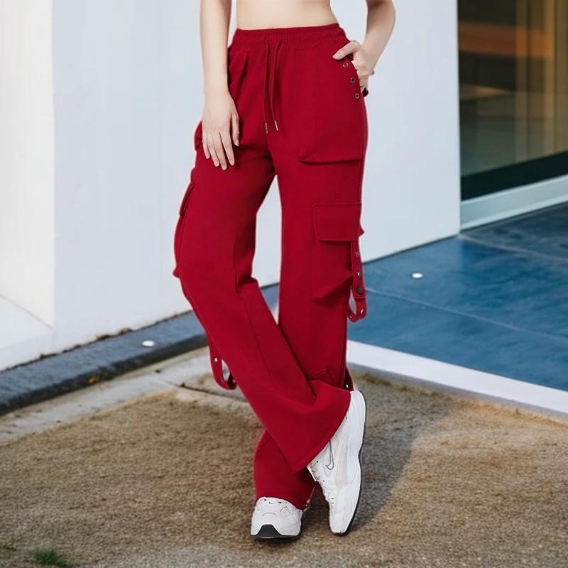 阔腿裤垂感休闲裤服装工装裤松紧薄款酷潮中高腰嘻哈风宽松大码