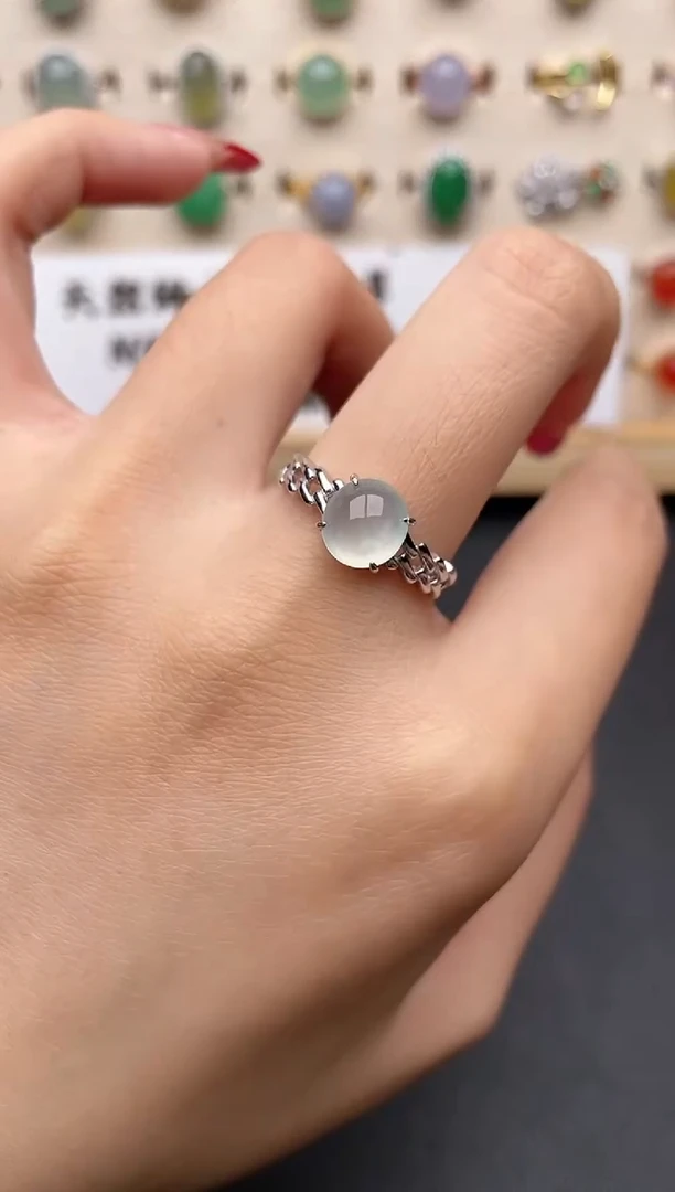 【闪购商品】翡翠戒指银S925镶嵌一物一证一礼盒