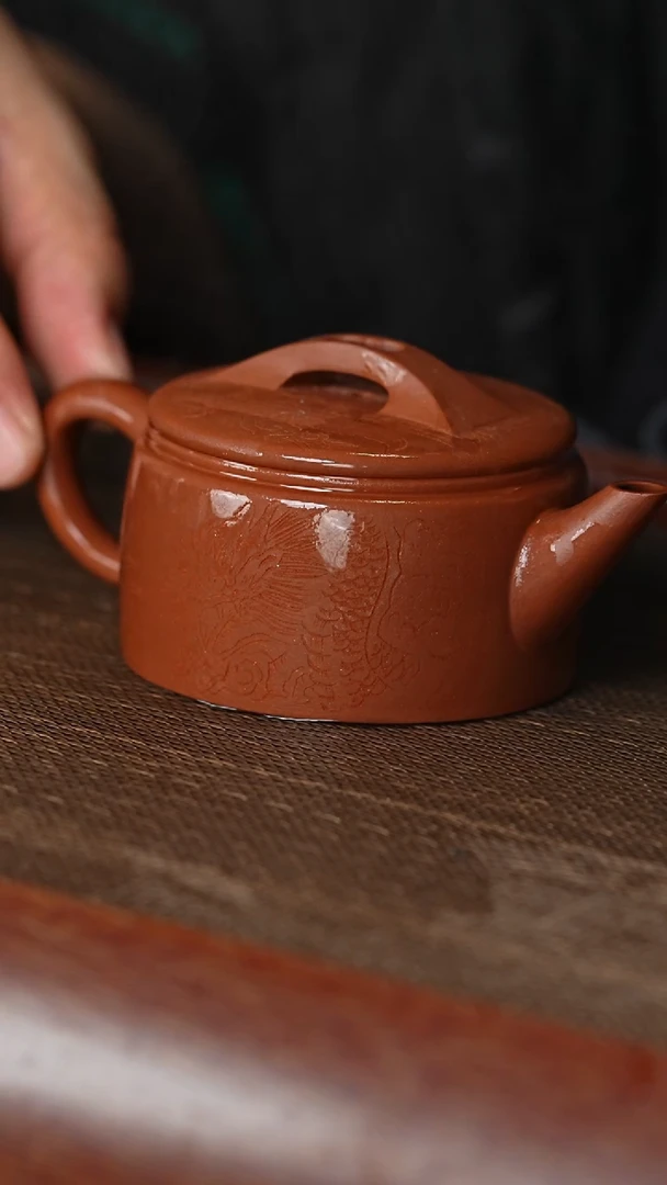 【闪购商品】紫砂茶壶汉瓦底槽清刻绘半手工