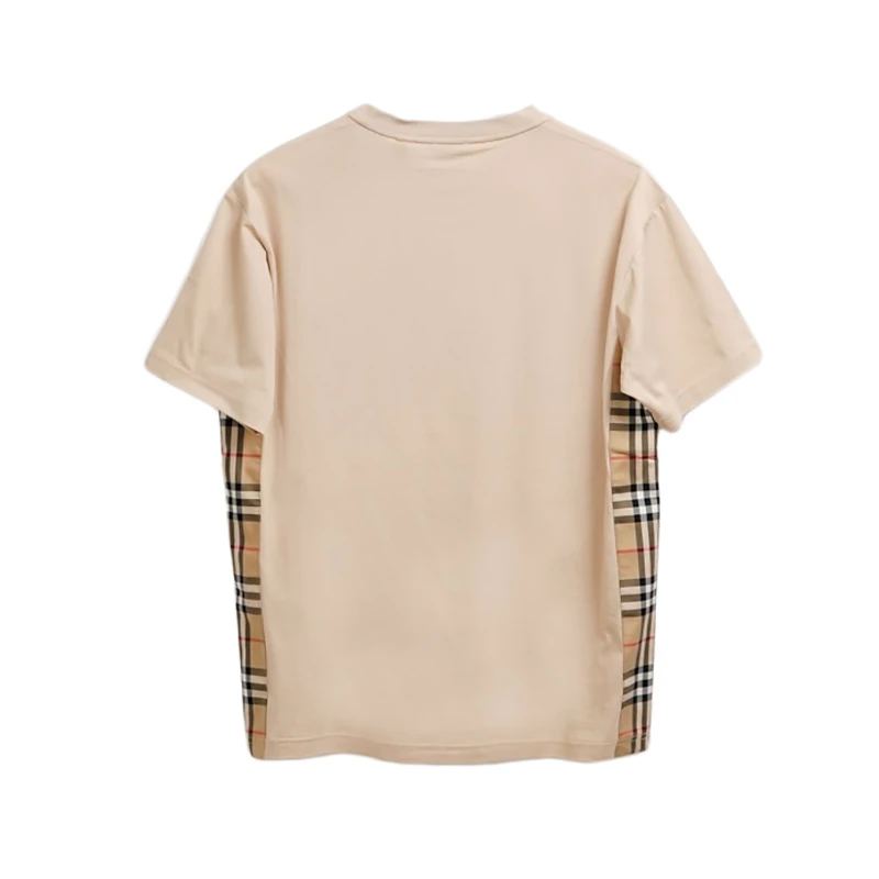 【法国直邮】博柏利米色棉质格纹图经典B字刺绣徽标T恤