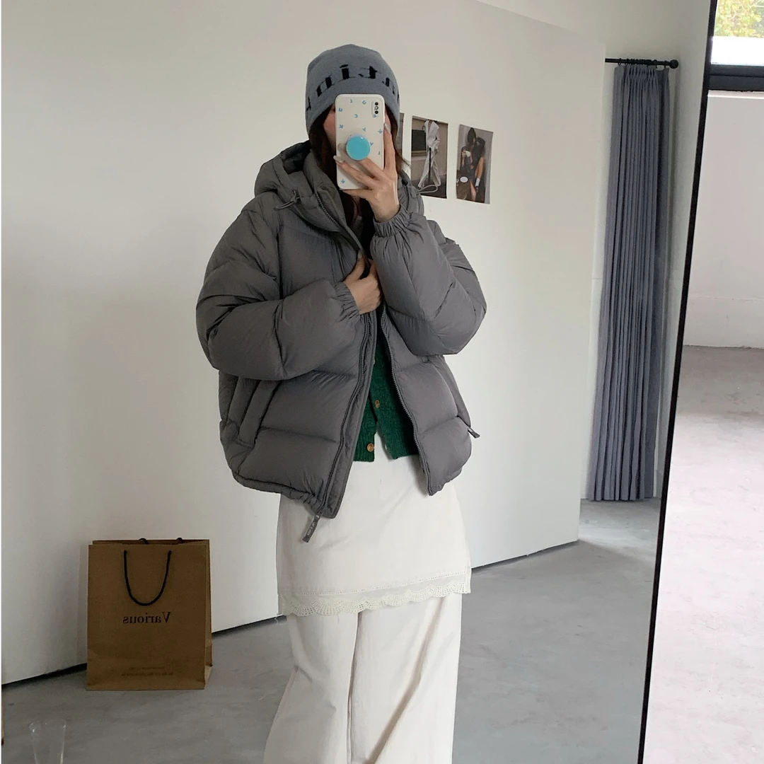 95白鸭绒2025新款连帽短款加厚羽绒服