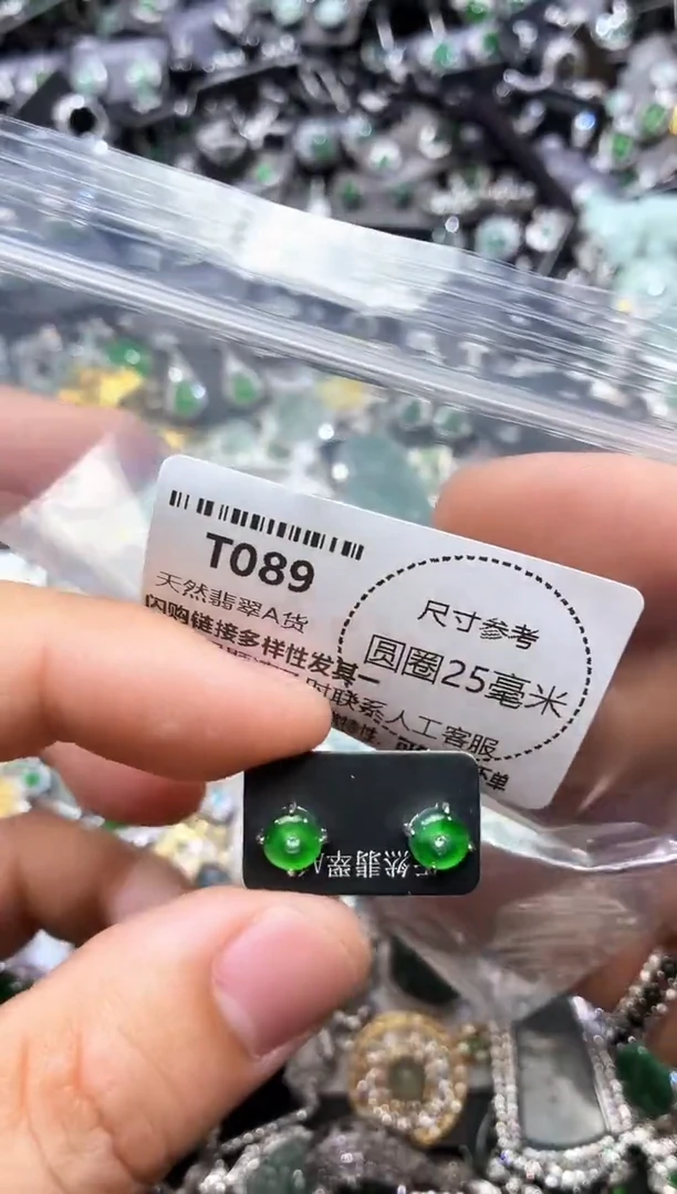 翡翠未镶嵌颈饰T089耳钉