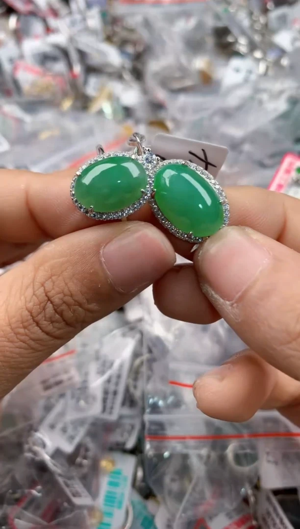 银S925镶嵌戒指翡翠666----7