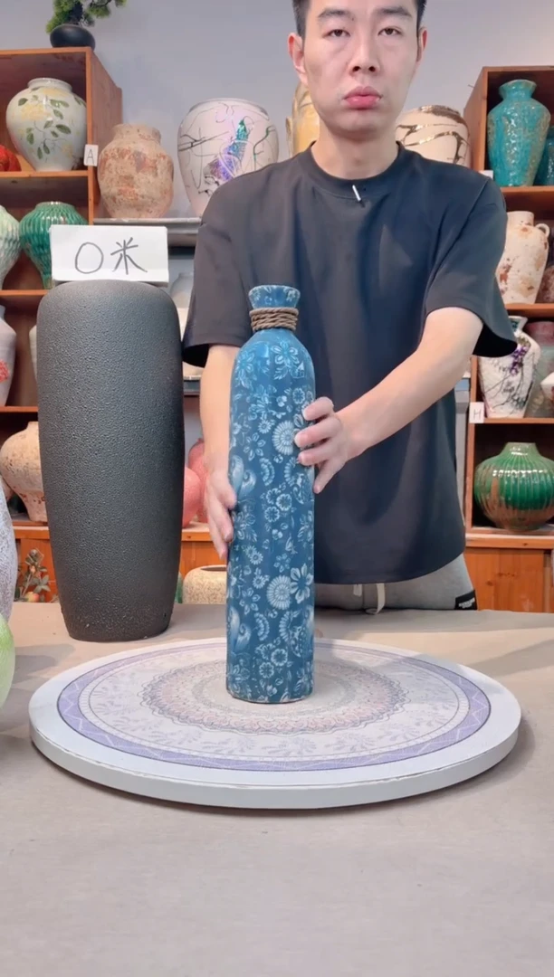 瓶陶瓷花瓶 无花  福利 不能装水 青花麻绳 大号