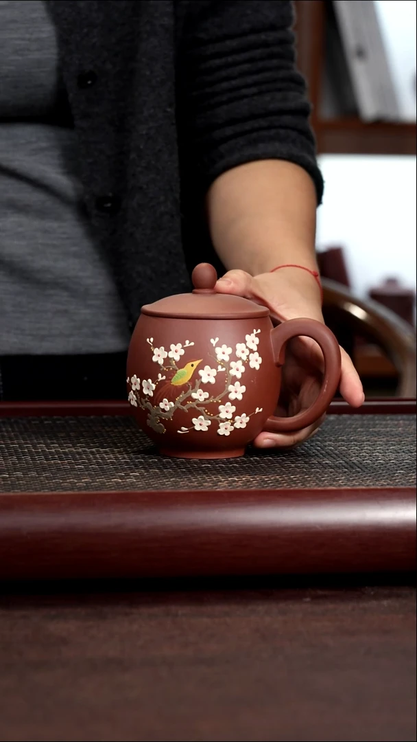 茶杯紫砂尾单龙蛋喜上眉梢无礼盒