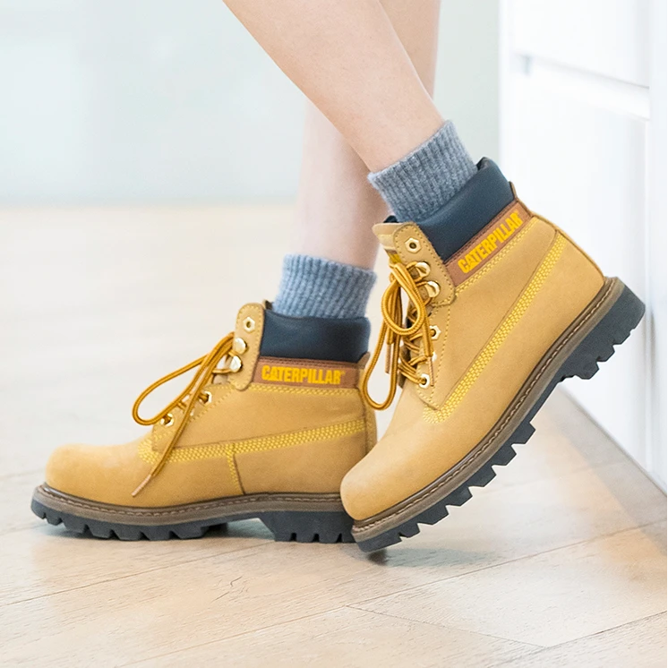 CAT卡特男士高帮大黄靴防水马丁靴女复古户外工装鞋真皮休闲秋冬S