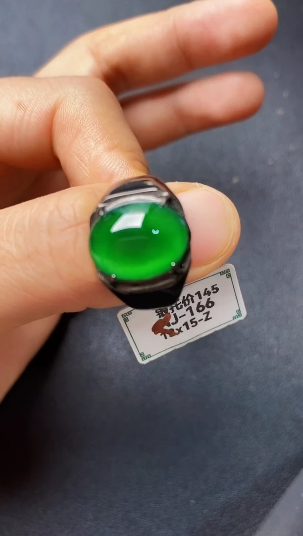 银S925镶嵌戒指翡翠22222222