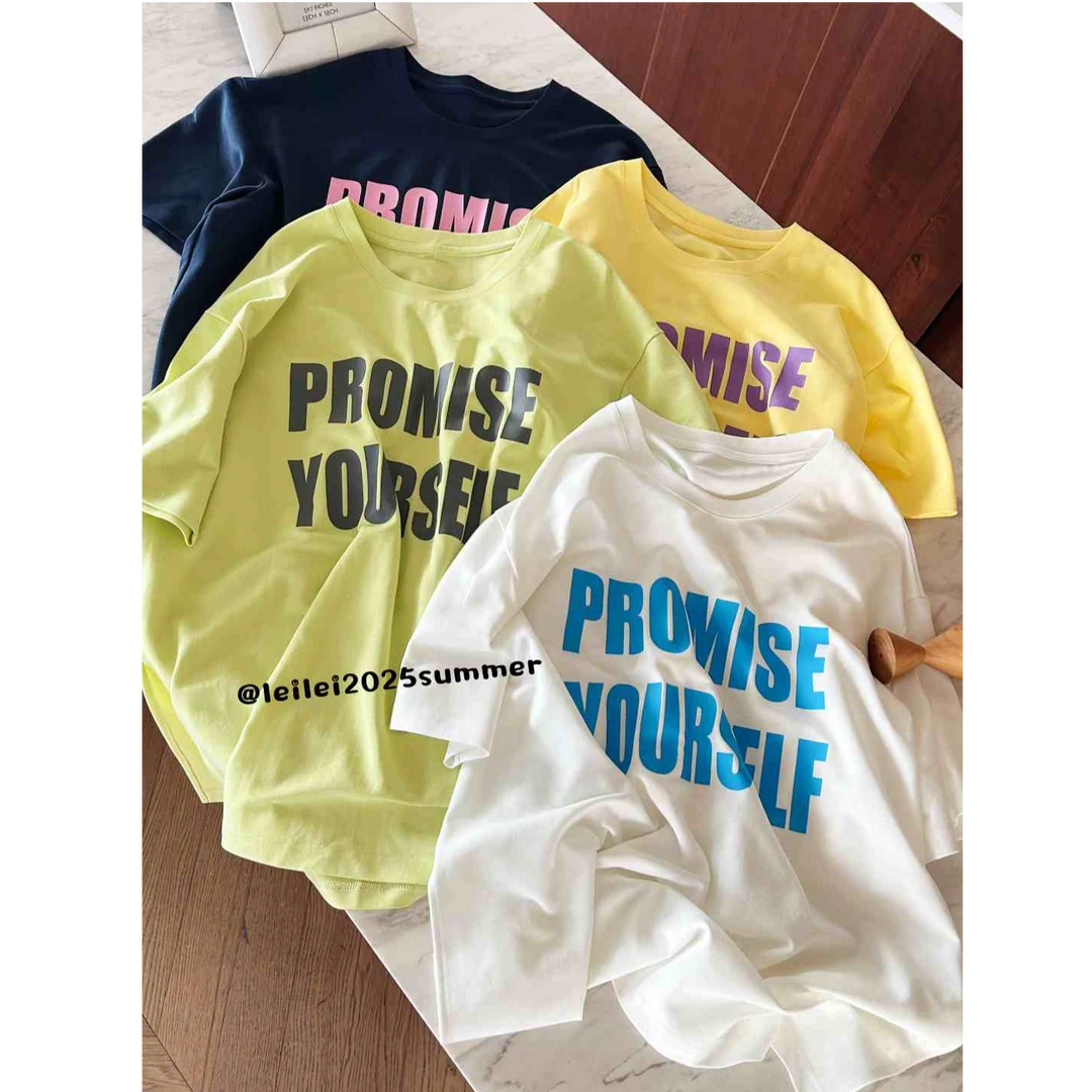 晶咕【冰美式】美式大版字母图案两侧开叉宽松大版短袖T恤