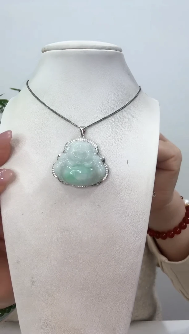 【闪购商品】翡翠吊坠(赠链)银S925镶嵌佛公