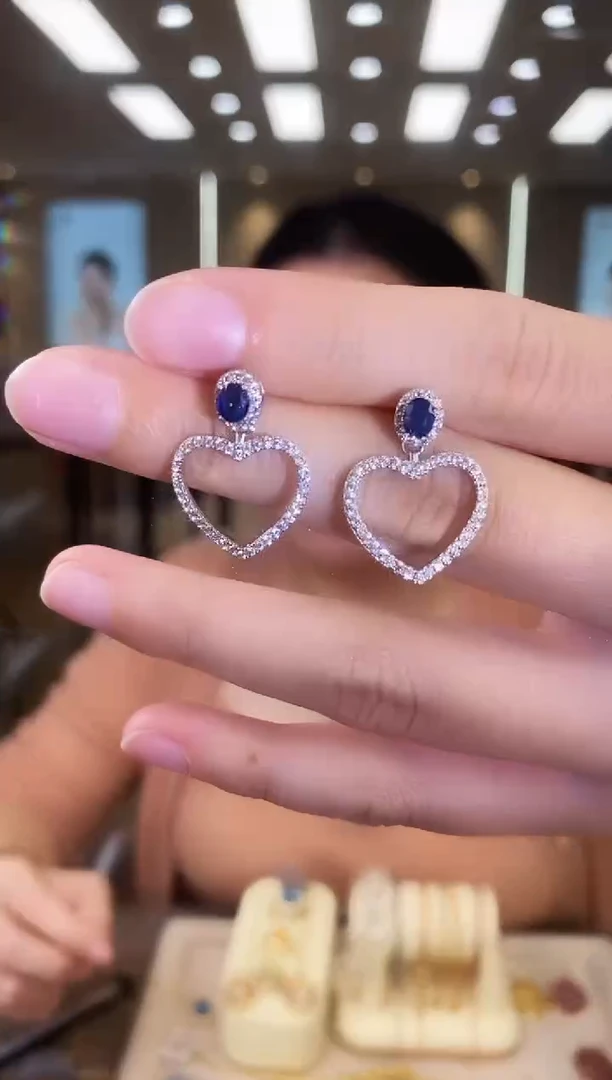 耳饰蓝宝石银S925镶嵌09