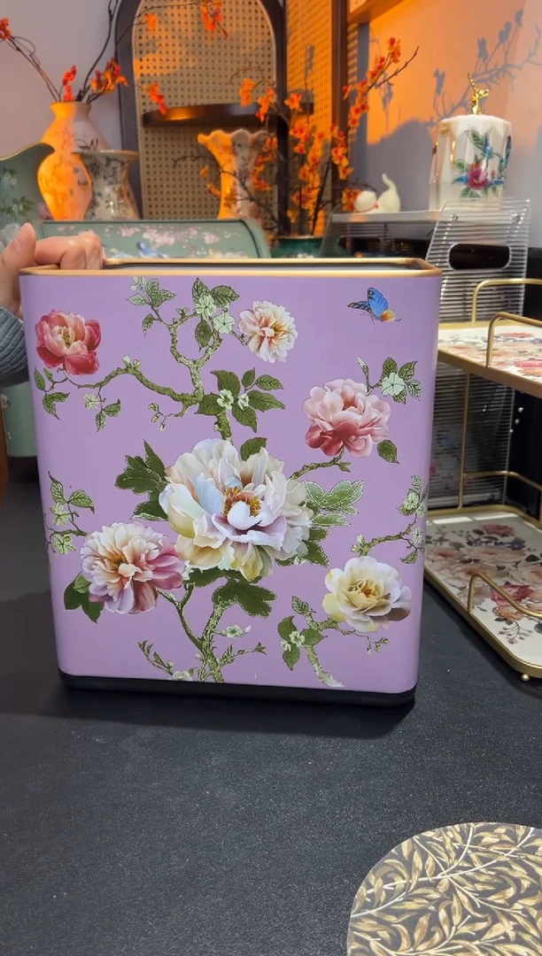 外贸陶瓷铁艺家居百货-方型垃圾桶