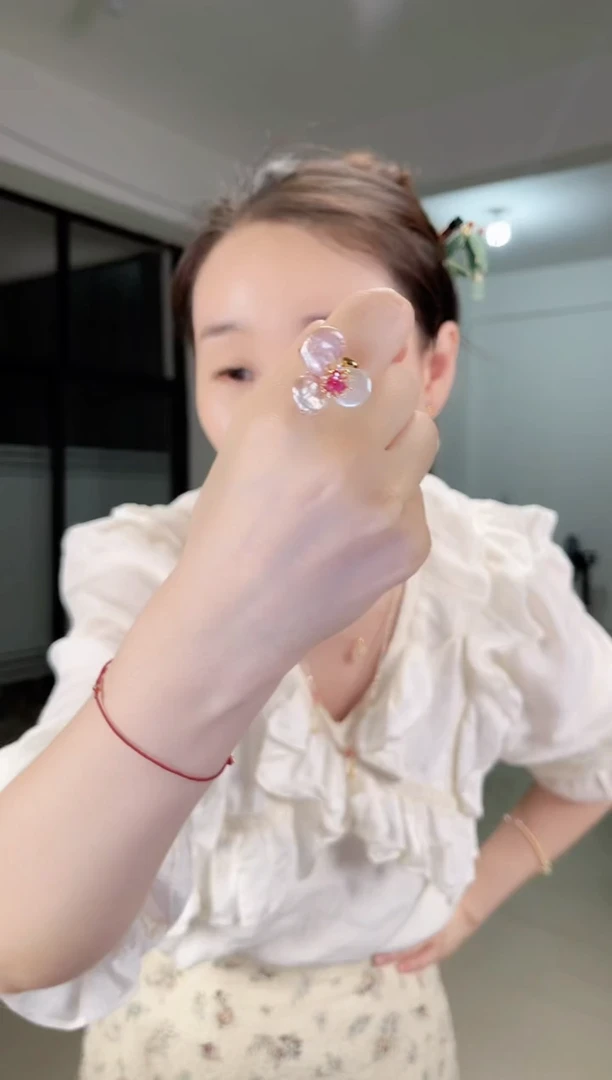 戒指合金淡水珍珠三瓣花戒指