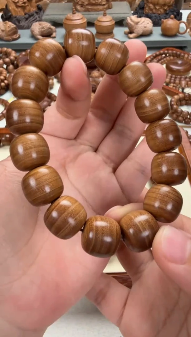 檀香木手串/手链15X16横纹单圈百年黑油2号 印度老山檀香