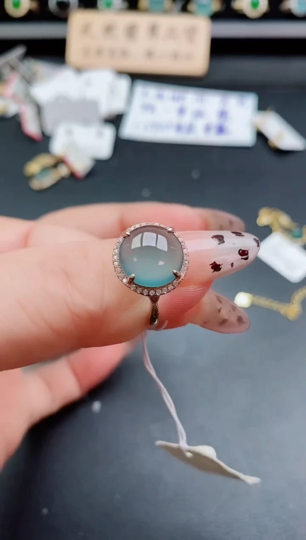 银S925镶嵌戒指翡翠1