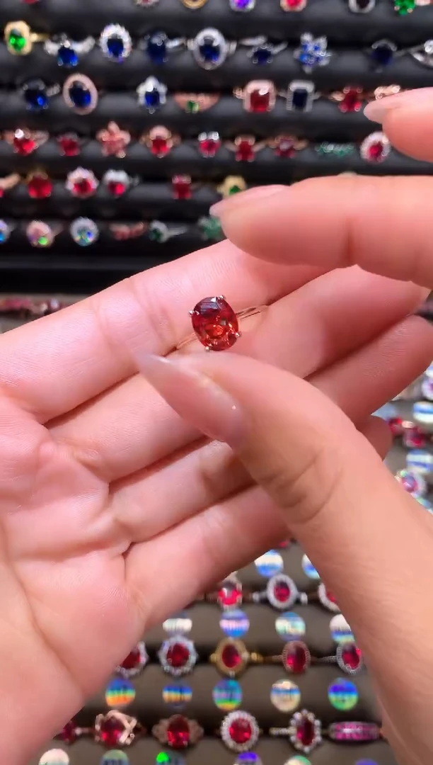 【闪购商品】石榴石戒指银S925镶嵌8.10