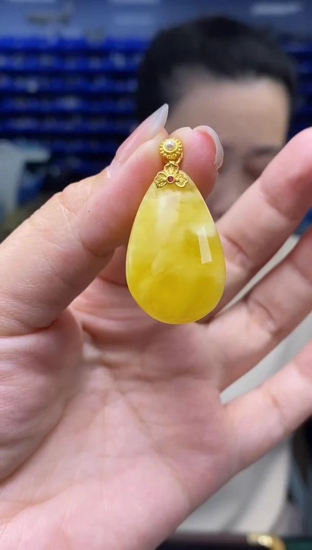 蜜蜡吊坠(不含链)银S925镶嵌G14318