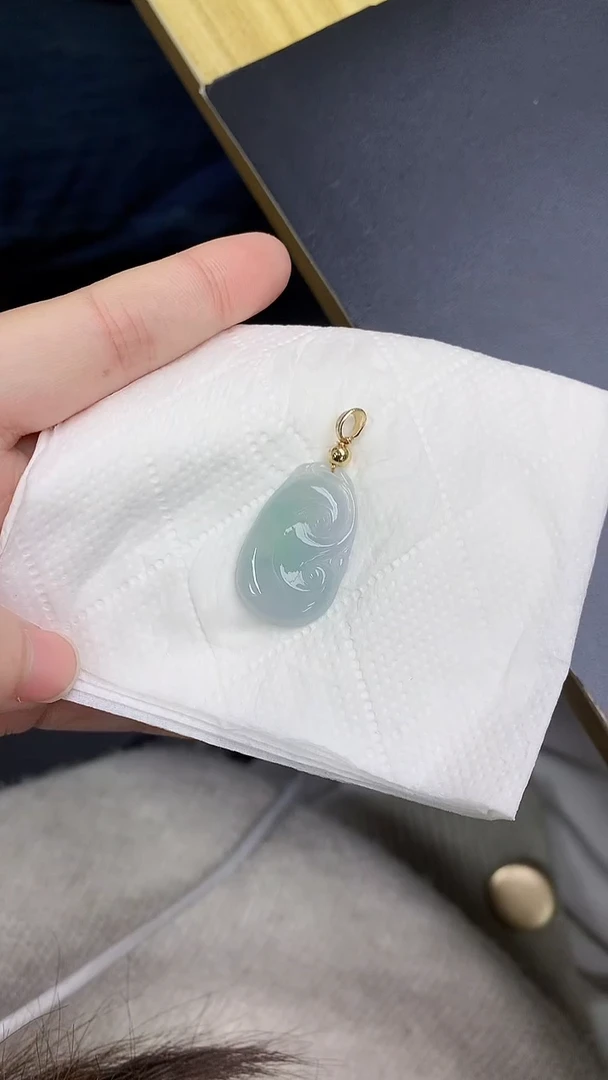 颈饰银S925镀金镶嵌翡翠天然A货